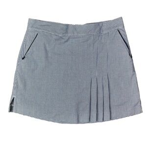 Lady Hagen golf skort blue white gingham pleats zippered pockets 10